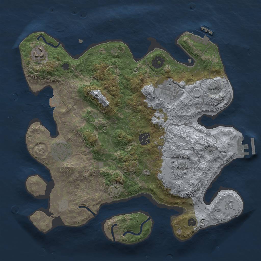 Rust Map: Procedural Map, Size: 3200, Seed: 778378803, 13 Monuments