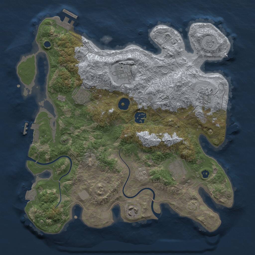 Rust Map: Procedural Map, Size: 3250, Seed: 1160485376, 13 Monuments