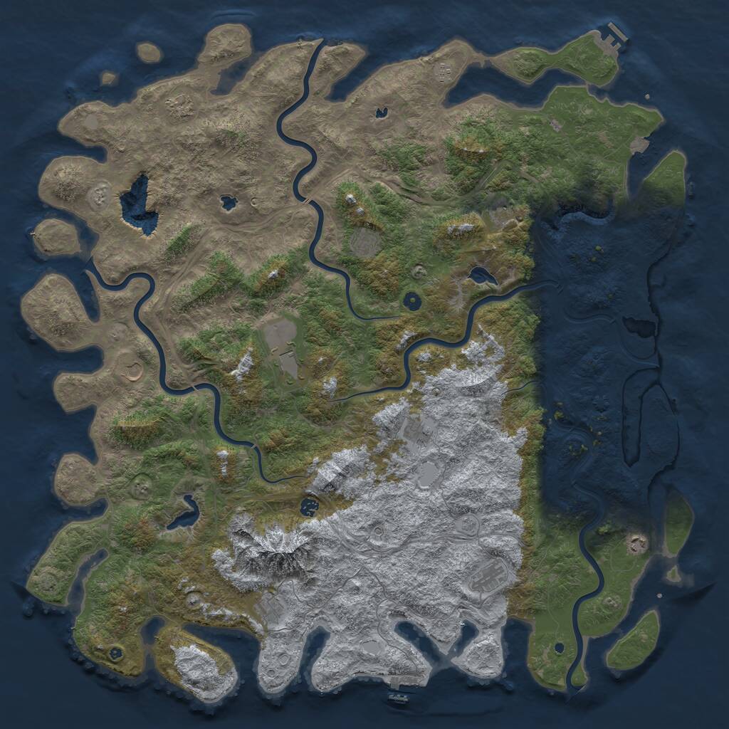 Rust Map: Procedural Map, Size: 6000, Seed: 937145350, 17 Monuments