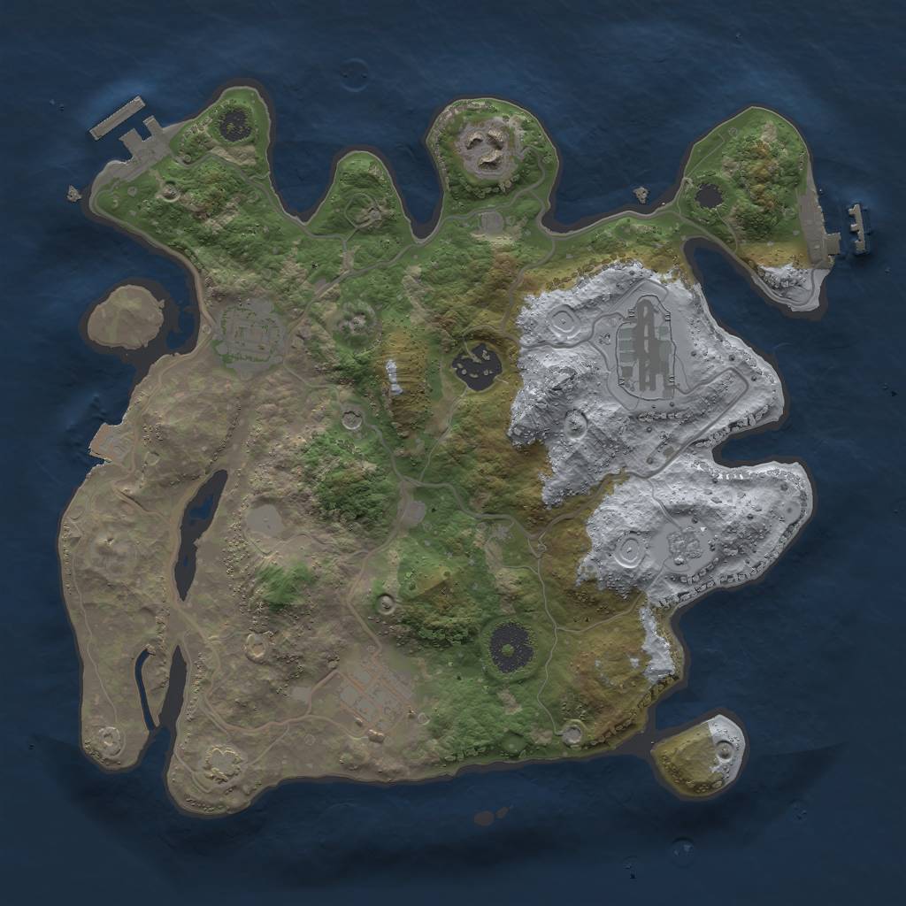 Rust Map: Procedural Map, Size: 3000, Seed: 5672, 13 Monuments