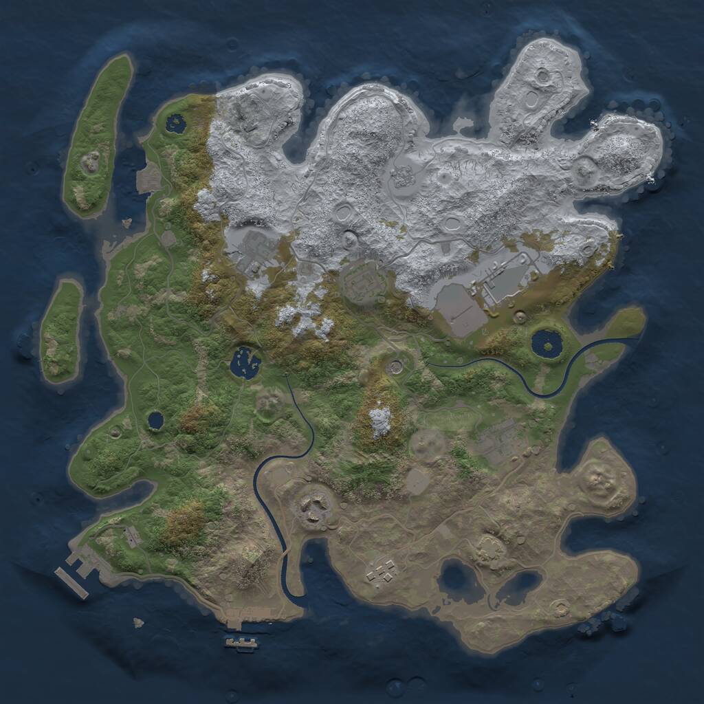 Rust Map: Procedural Map, Size: 3500, Seed: 1393223411, 13 Monuments