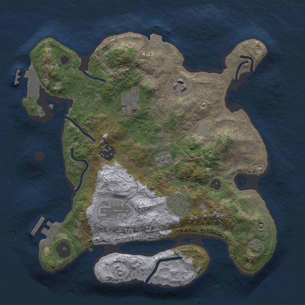 Rust Map: Procedural Map, Size: 3000, Seed: 176539614, 12 Monuments