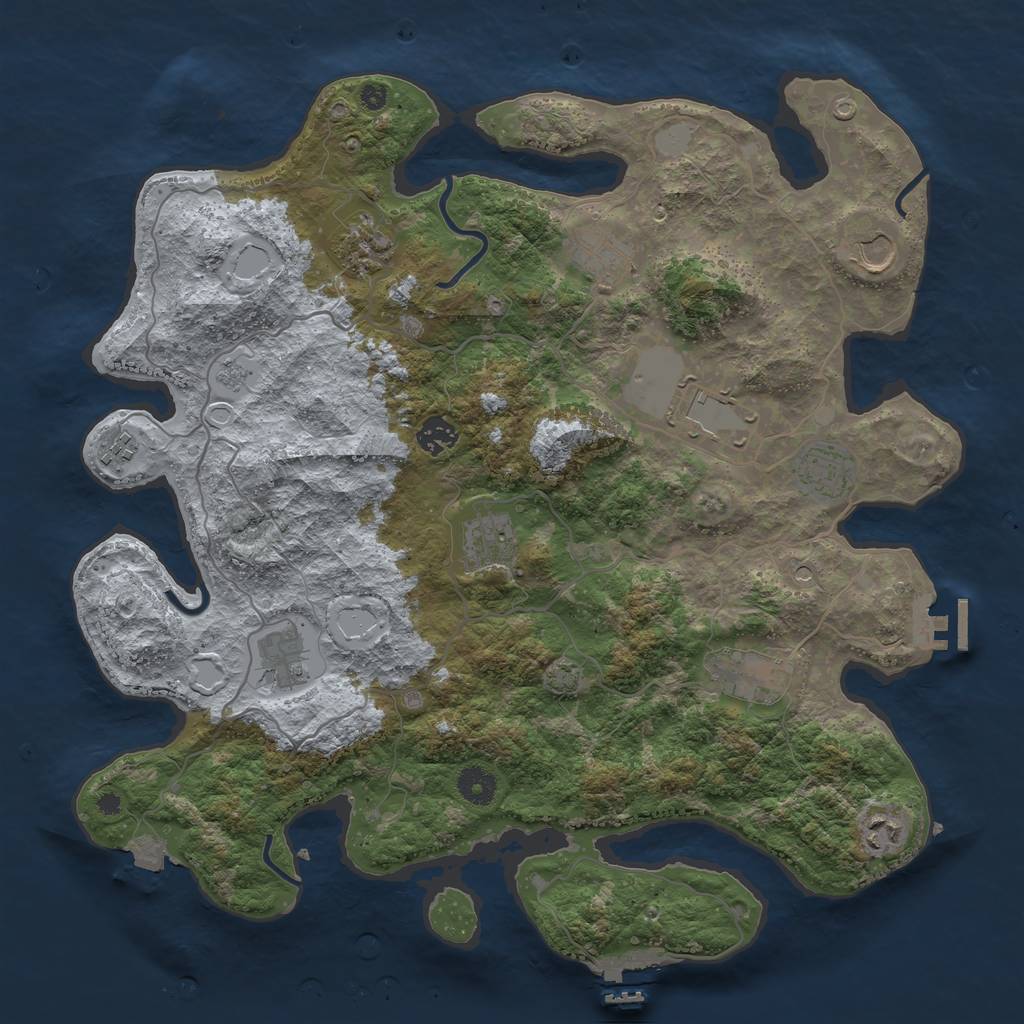 Rust Map: Procedural Map, Size: 4000, Seed: 1443222824, 19 Monuments