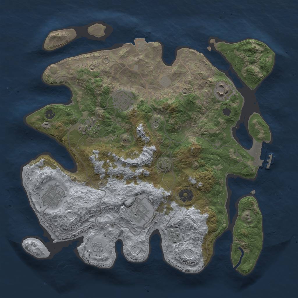 Rust Map: Procedural Map, Size: 3200, Seed: 602471713, 13 Monuments