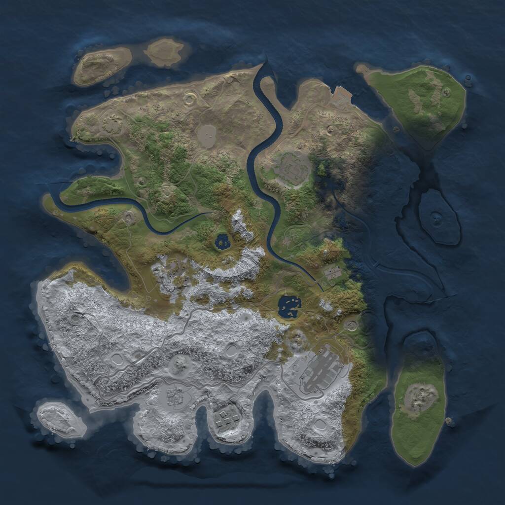 Rust Map: Procedural Map, Size: 3200, Seed: 602471713, 9 Monuments