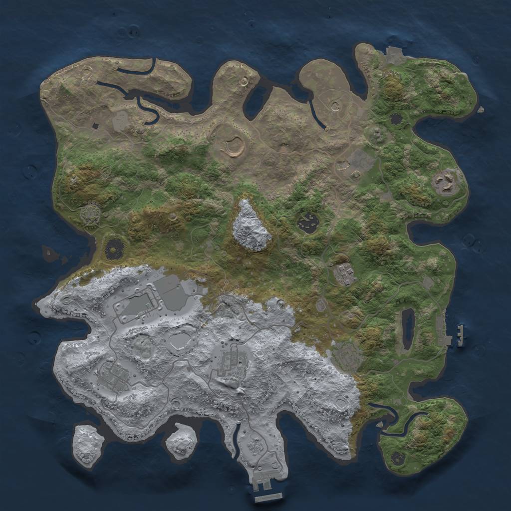 Rust Map: Procedural Map, Size: 3750, Seed: 42955502, 17 Monuments