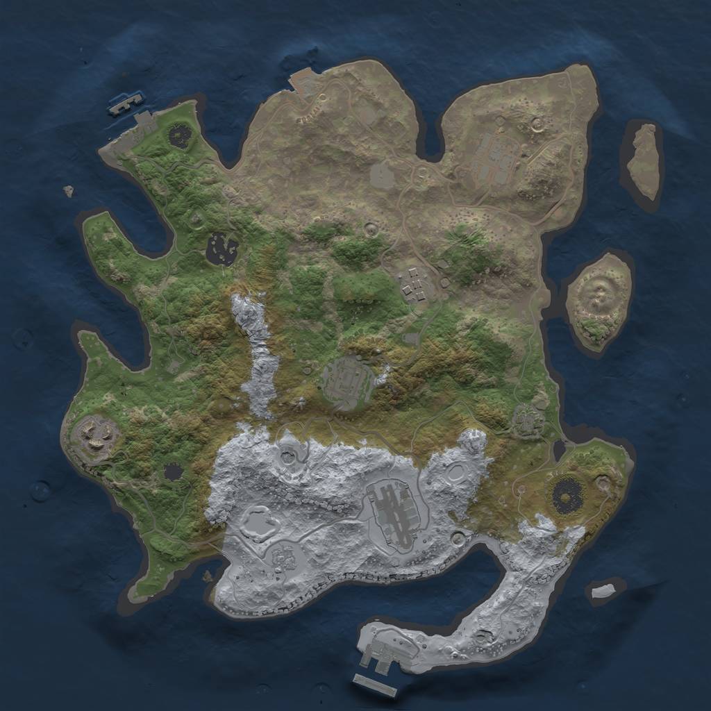 Rust Map: Procedural Map, Size: 3205, Seed: 2345343, 14 Monuments