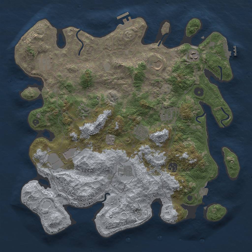 Rust Map: Procedural Map, Size: 4000, Seed: 1010535588, 18 Monuments