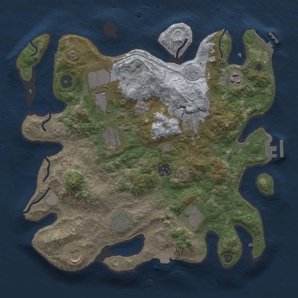 Rust Map: Procedural Map, Size: 3500, Seed: 61878753, 17 Monuments