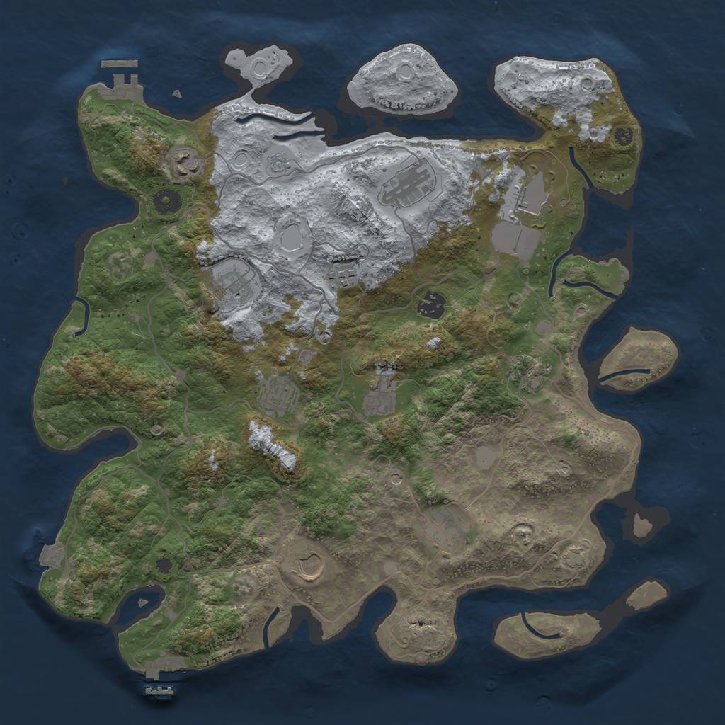 Rust Map: Procedural Map, Size: 4000, Seed: 3781001, 19 Monuments