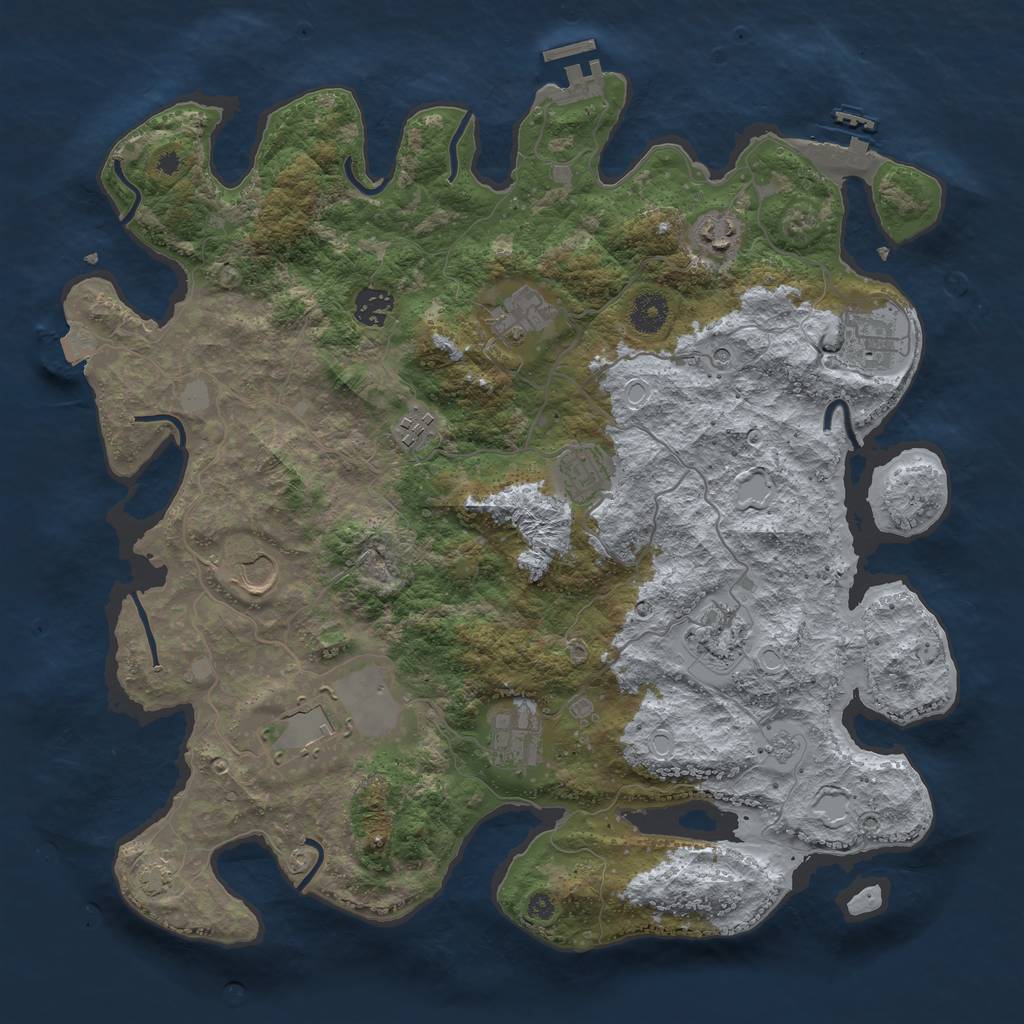 Rust Map: Procedural Map, Size: 3900, Seed: 51440957, 18 Monuments