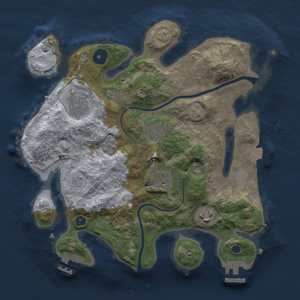 Rust Map: Procedural Map, Size: 3000, Seed: 59383, 11 Monuments
