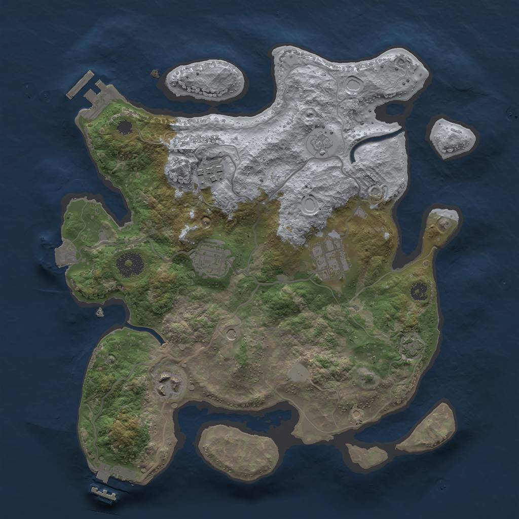 Rust Map: Procedural Map, Size: 3000, Seed: 1320707224, 12 Monuments