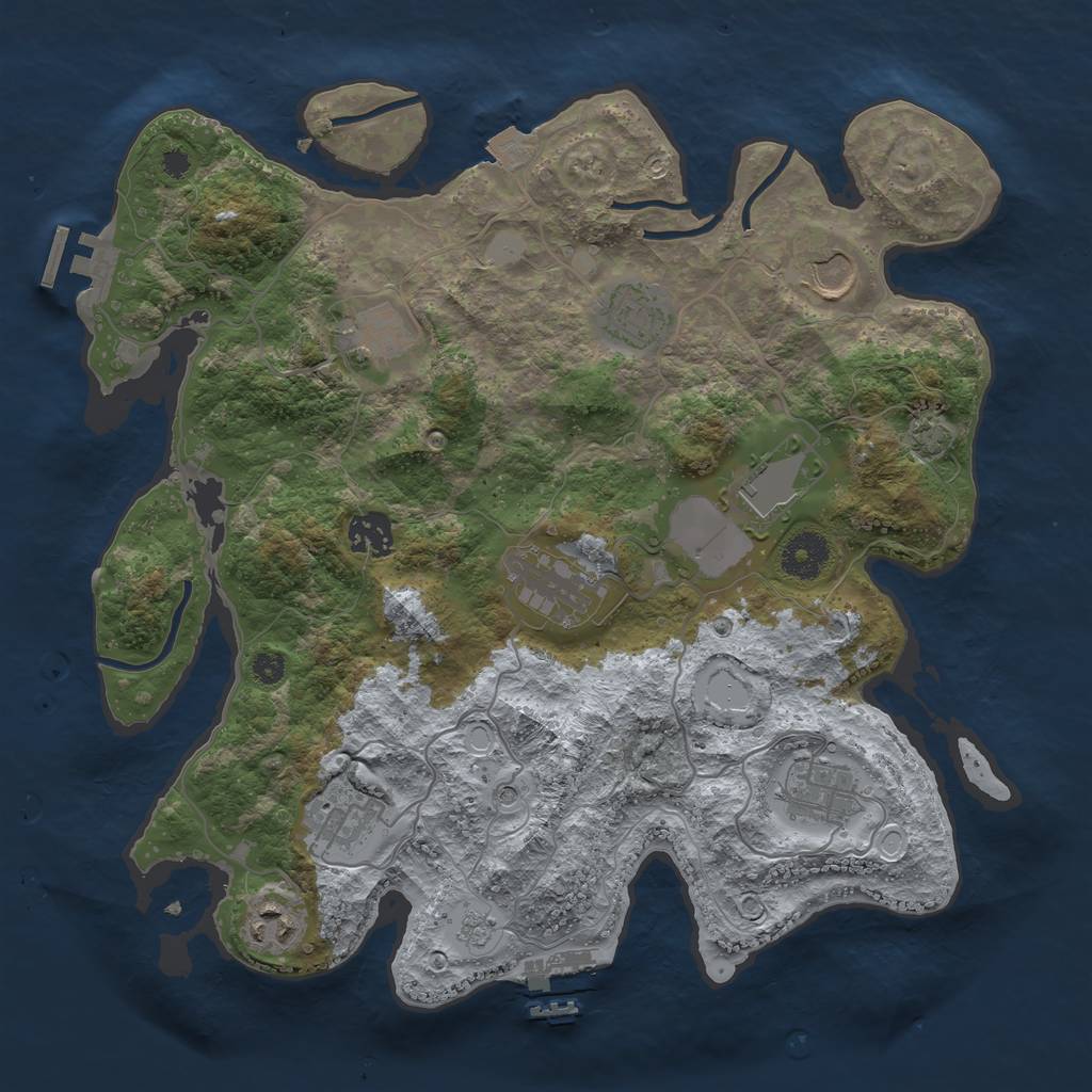 Rust Map: Procedural Map, Size: 3500, Seed: 618678, 17 Monuments