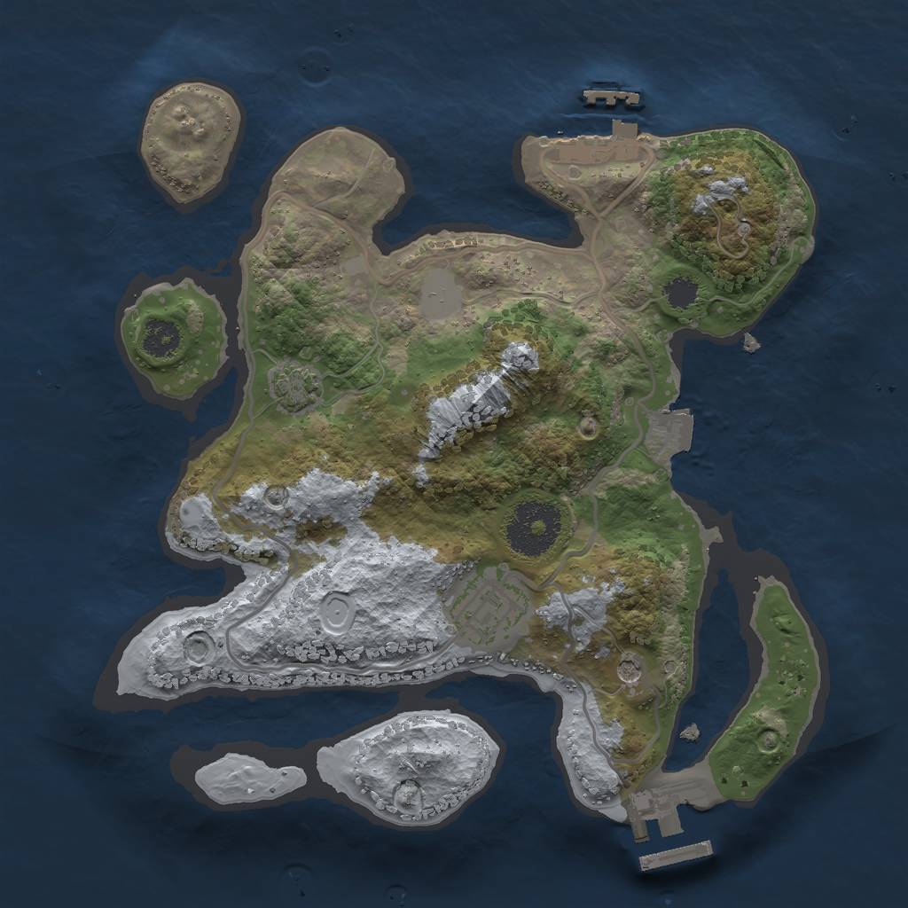 Rust Map: Procedural Map, Size: 2500, Seed: 787847173, 8 Monuments