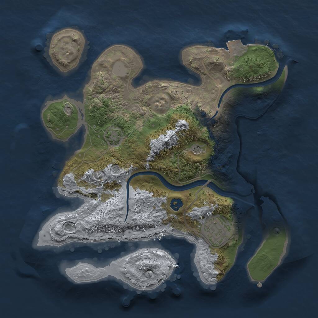 Rust Map: Procedural Map, Size: 2500, Seed: 787847173, 4 Monuments