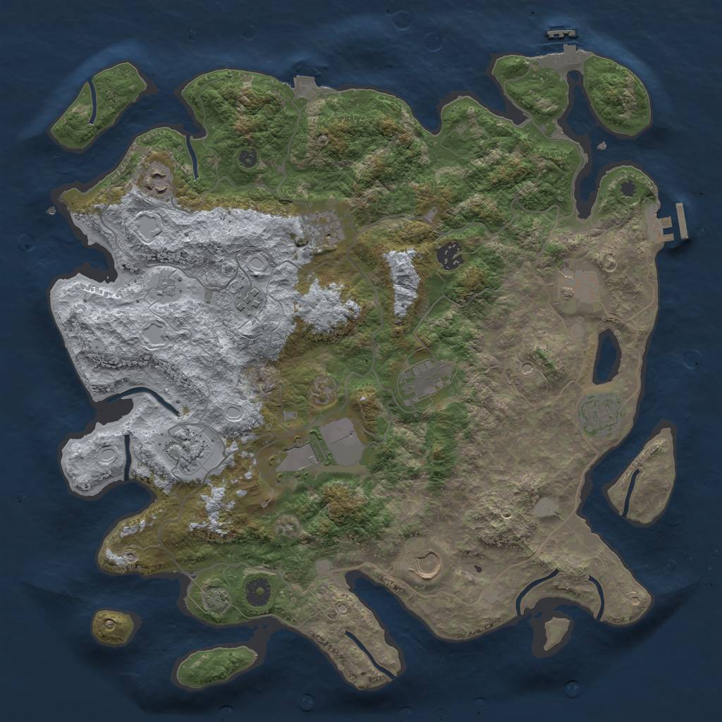 Rust Map: Procedural Map, Size: 4000, Seed: 514729334, 18 Monuments