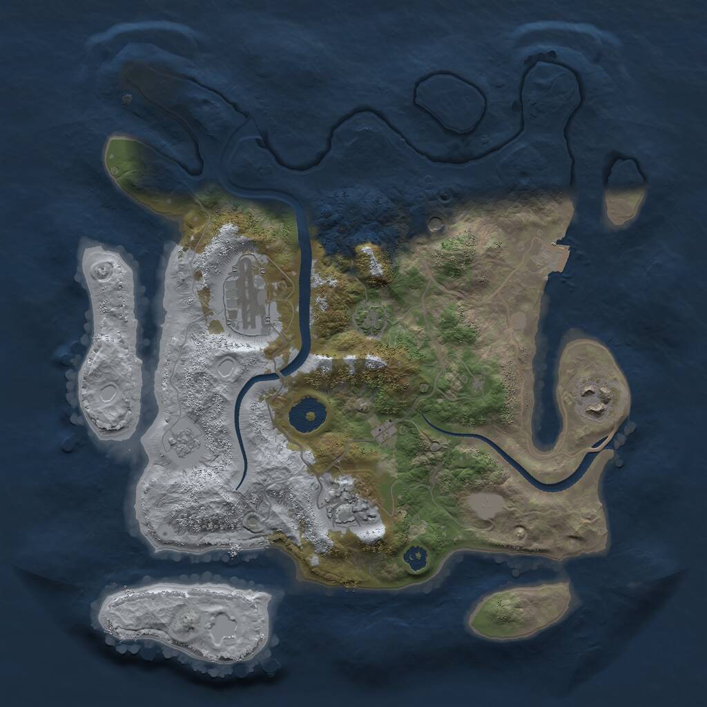 Rust Map: Procedural Map, Size: 3000, Seed: 12413, 7 Monuments