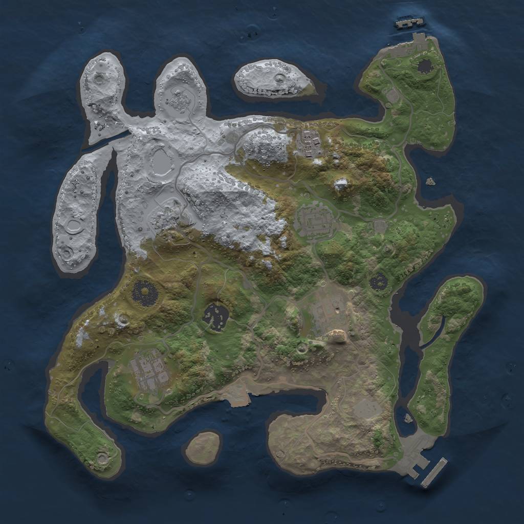 Rust Map: Procedural Map, Size: 3000, Seed: 1224930399, 12 Monuments