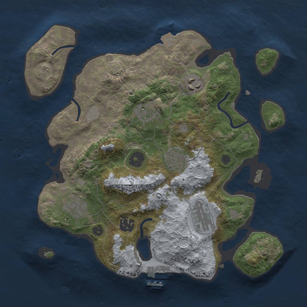 Rust Map: Procedural Map, Size: 3000, Seed: 2095420244, 11 Monuments