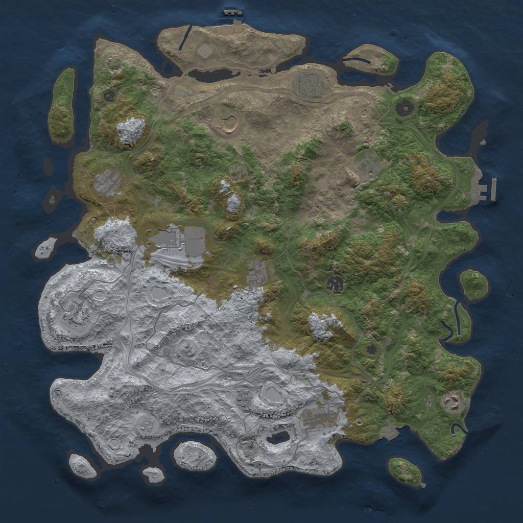 Rust Map: Procedural Map, Size: 4500, Seed: 780314028, 19 Monuments