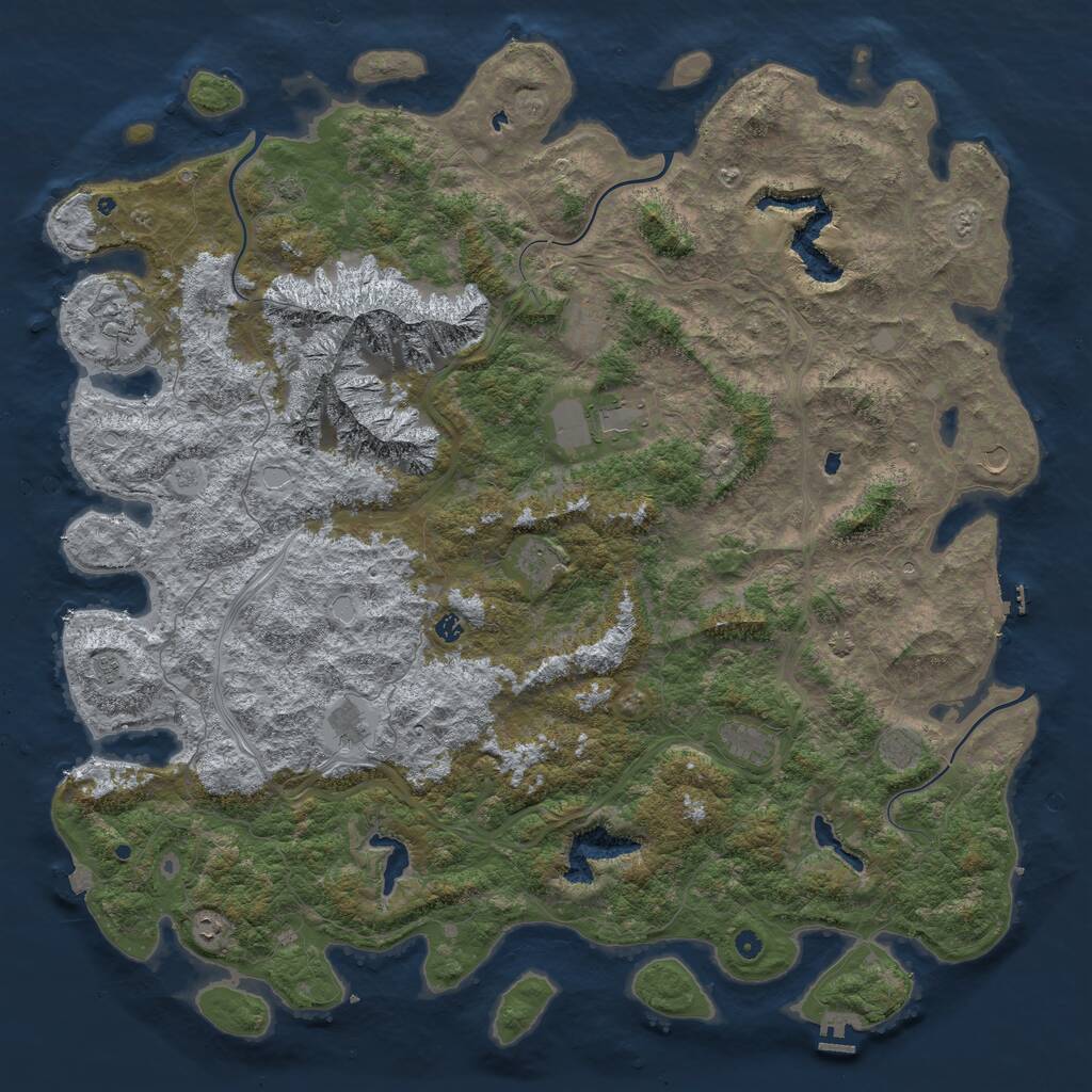 Rust Map: Procedural Map, Size: 6000, Seed: 943578, 17 Monuments