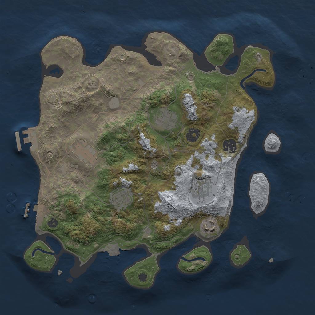 Rust Map: Procedural Map, Size: 3300, Seed: 1118308249, 13 Monuments