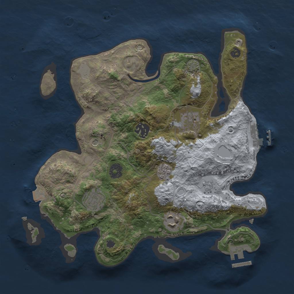 Rust Map: Procedural Map, Size: 3000, Seed: 235345423, 13 Monuments