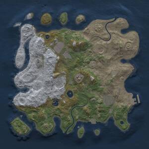 Thumbnail Rust Map: Procedural Map, Size: 3500, Seed: 1972641, 11 Monuments