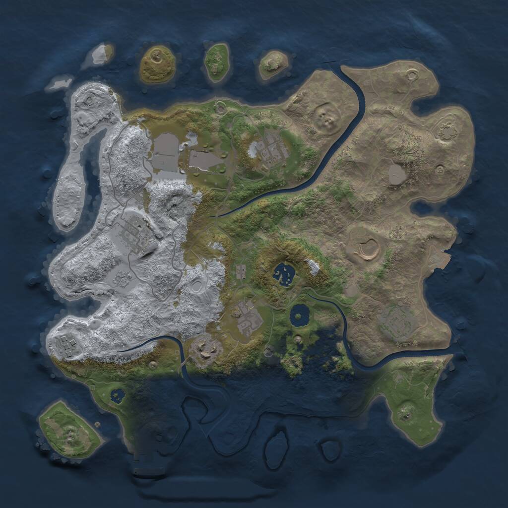 Rust Map: Procedural Map, Size: 3500, Seed: 1972641, 14 Monuments