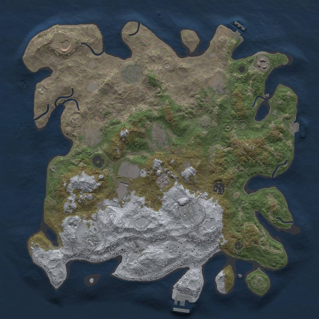 Rust Map: Procedural Map, Size: 4000, Seed: 72325994, 19 Monuments