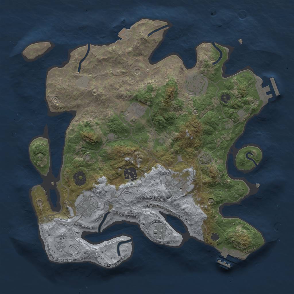 Rust Map: Procedural Map, Size: 3200, Seed: 1220352028, 14 Monuments