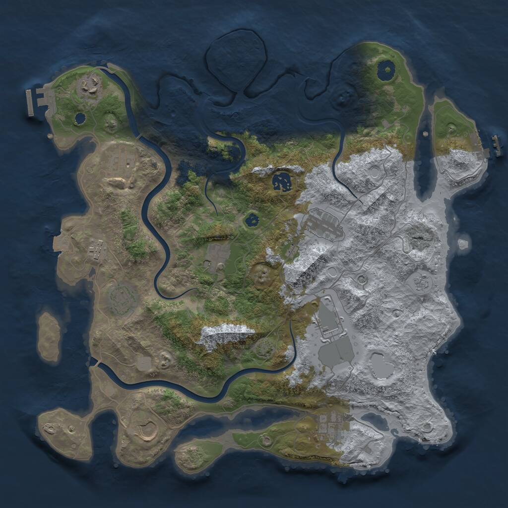 Rust Map: Procedural Map, Size: 3850, Seed: 63547889, 16 Monuments