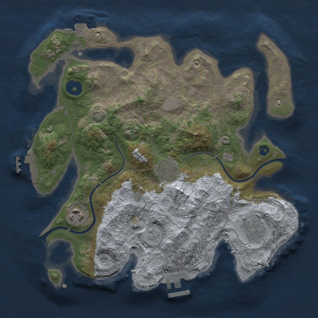 Rust Map: Procedural Map, Size: 3000, Seed: 618678, 9 Monuments