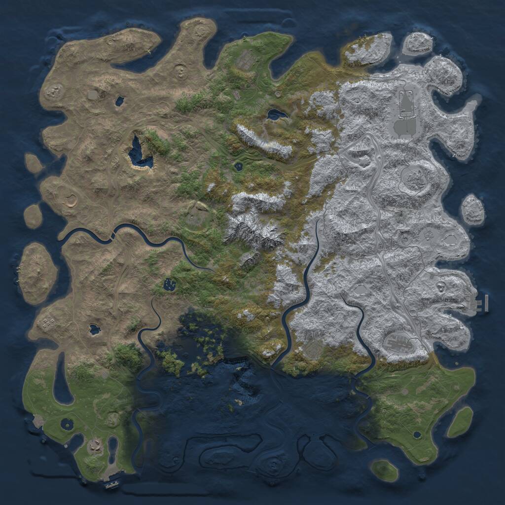 Rust Map: Procedural Map, Size: 6000, Seed: 72123, 17 Monuments