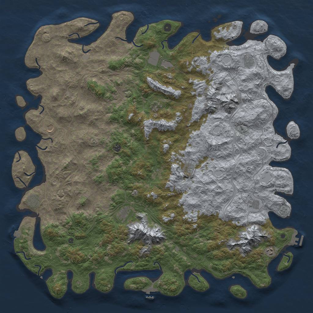 Rust Map: Procedural Map, Size: 6000, Seed: 72123, 19 Monuments