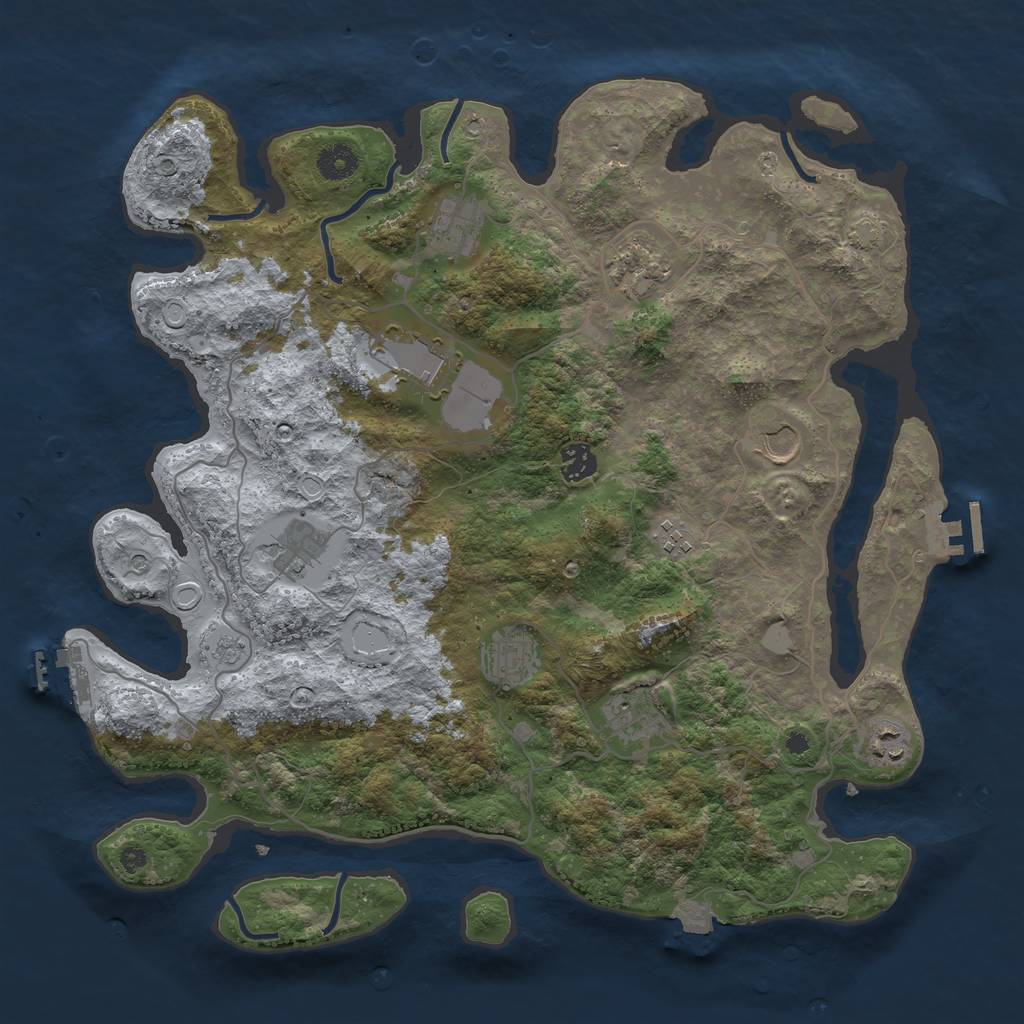 Rust Map: Procedural Map, Size: 4000, Seed: 2119827413, 18 Monuments
