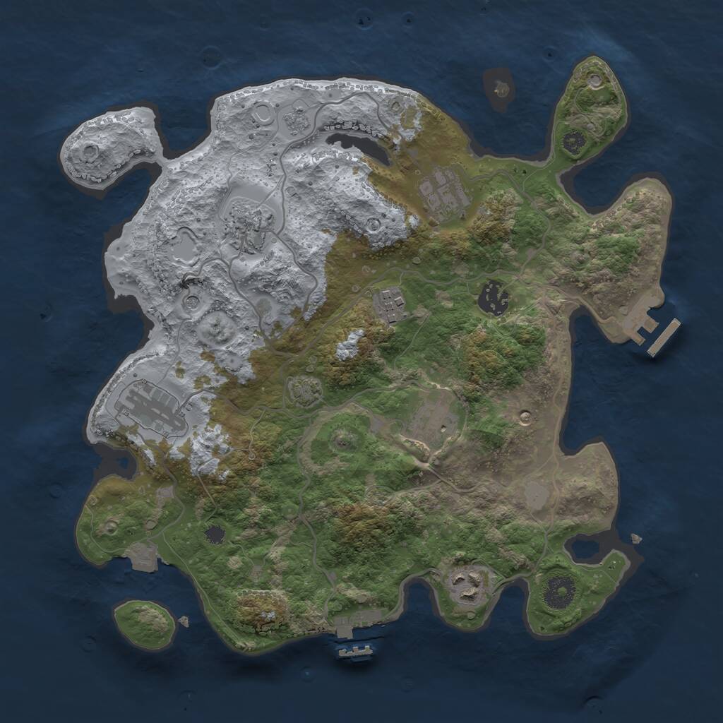 Rust Map: Procedural Map, Size: 3300, Seed: 332454190, 13 Monuments
