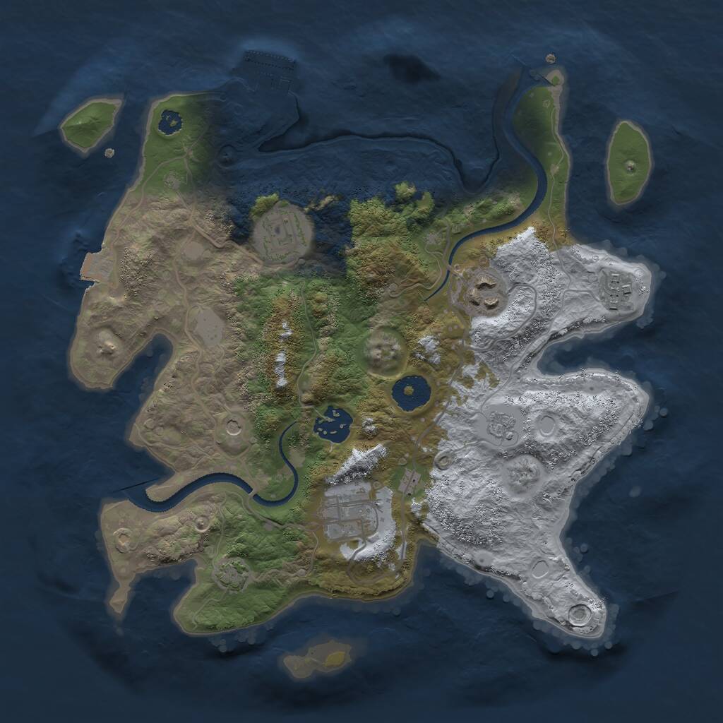 Rust Map: Procedural Map, Size: 3000, Seed: 1134870737, 10 Monuments