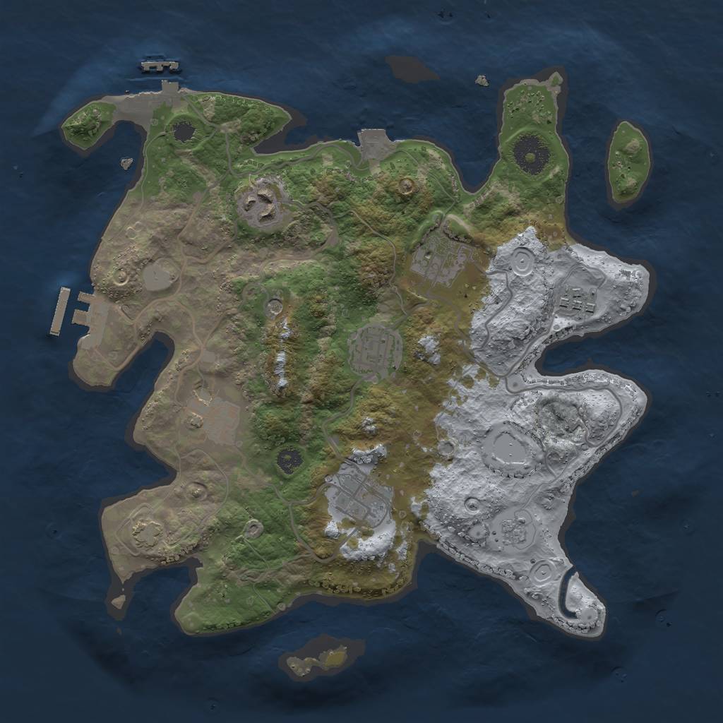 Rust Map: Procedural Map, Size: 3000, Seed: 1134870737, 14 Monuments