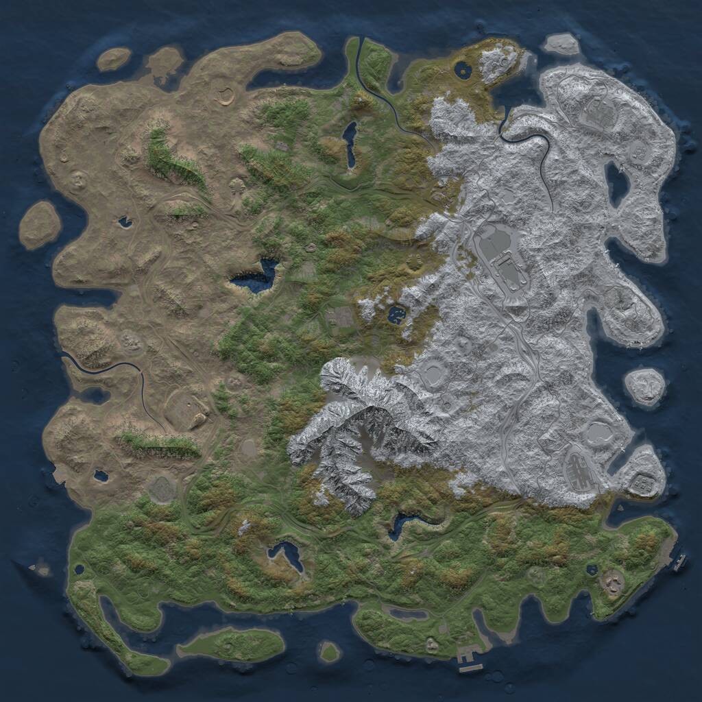 Rust Map: Procedural Map, Size: 6000, Seed: 45640, 17 Monuments