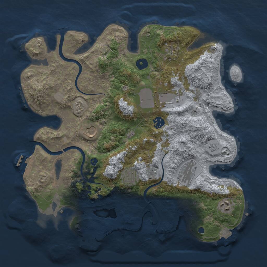Rust Map: Procedural Map, Size: 3500, Seed: 658753, 14 Monuments