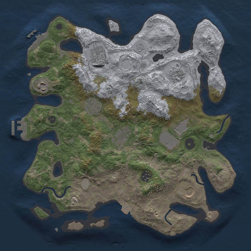 Rust Map: Procedural Map, Size: 3500, Seed: 1300200424, 16 Monuments