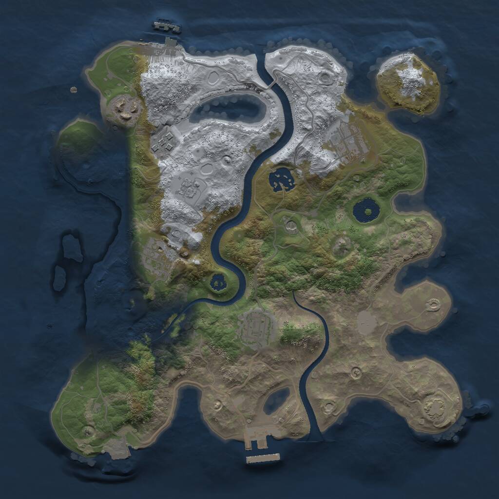 Rust Map: Procedural Map, Size: 3000, Seed: 1035769863, 12 Monuments