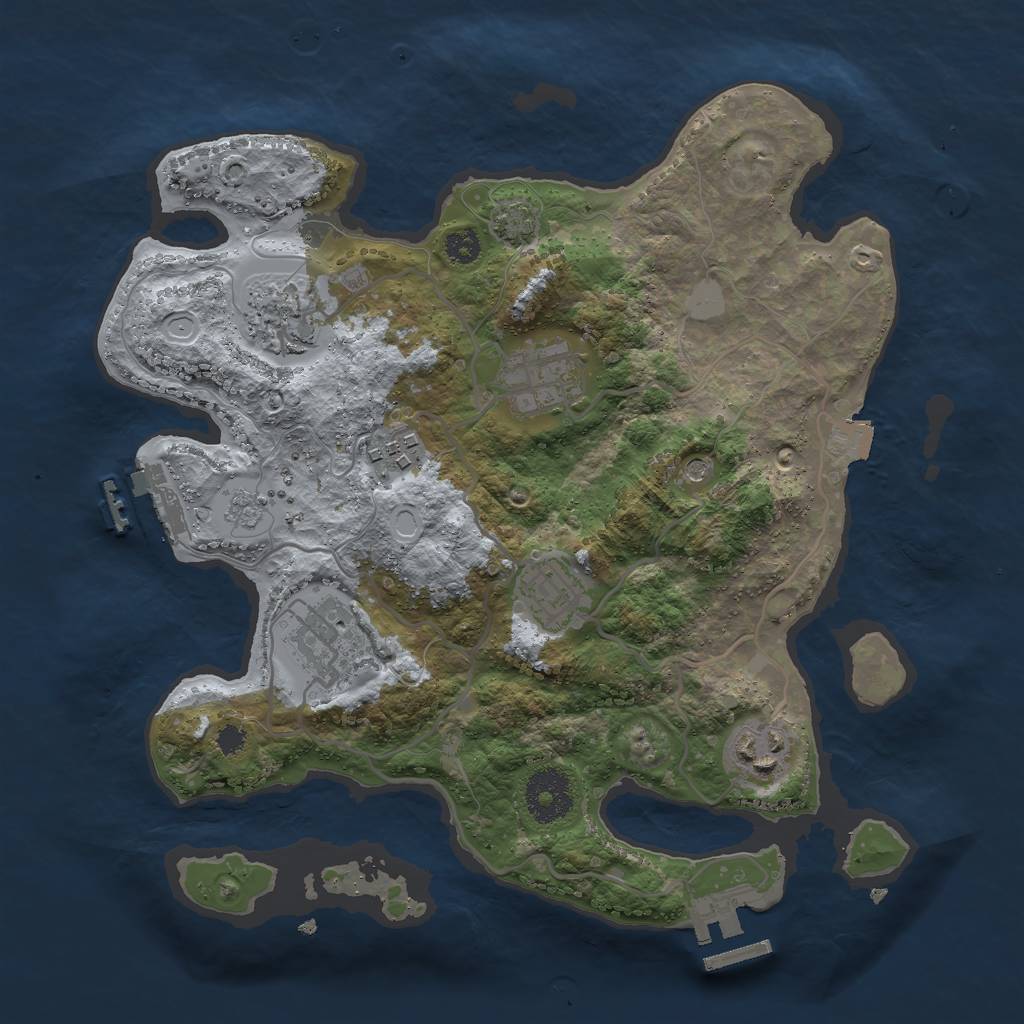 Rust Map: Procedural Map, Size: 3000, Seed: 2072844964, 14 Monuments