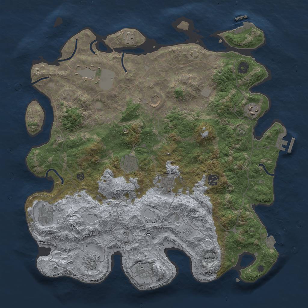 Rust Map: Procedural Map, Size: 4000, Seed: 1298796046, 18 Monuments