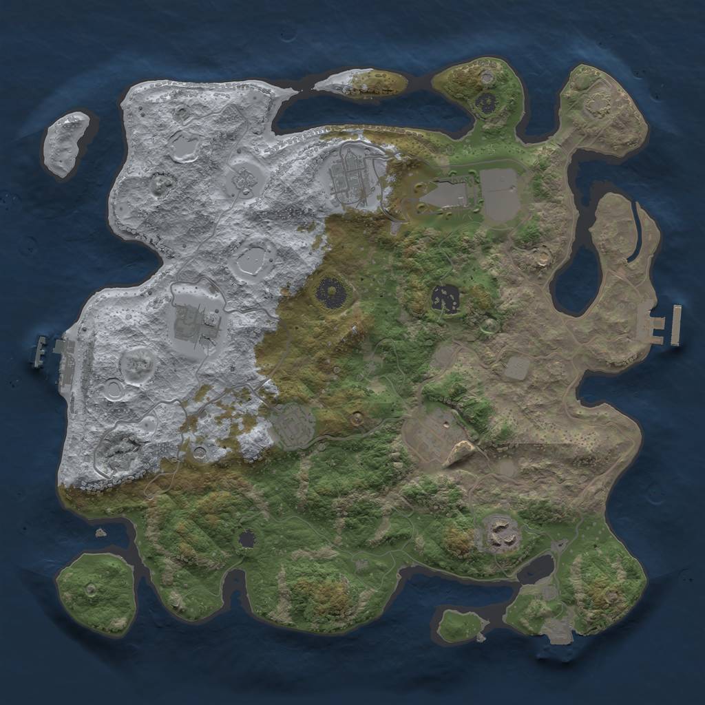 Rust Map: Procedural Map, Size: 3500, Seed: 1016290633, 15 Monuments