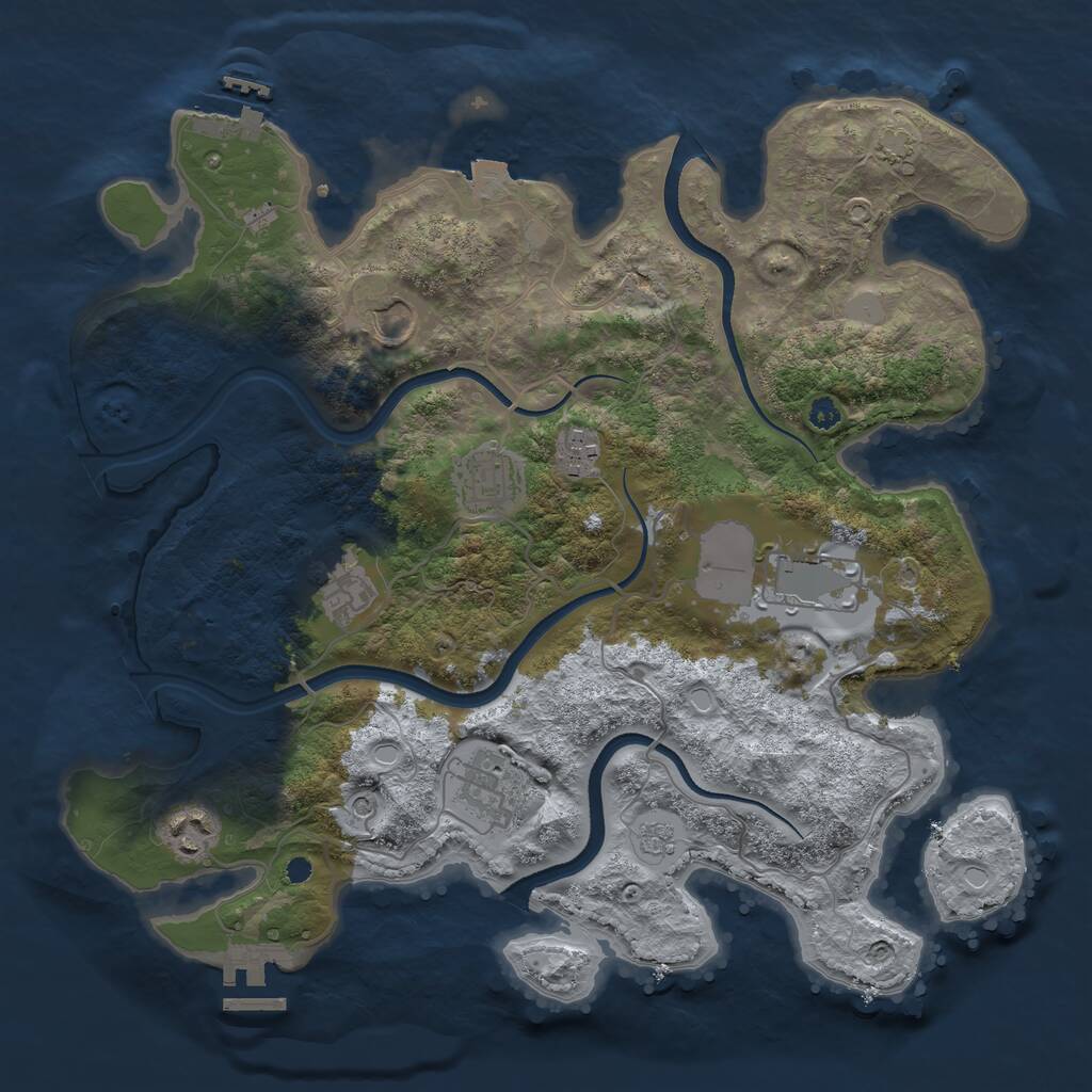 Rust Map: Procedural Map, Size: 3500, Seed: 1360770564, 13 Monuments