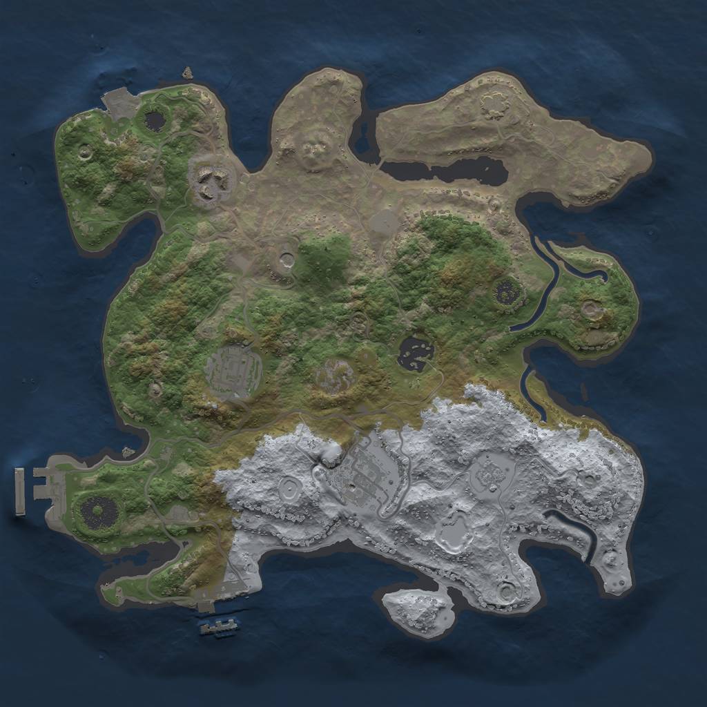 Rust Map: Procedural Map, Size: 3000, Seed: 1360770564, 12 Monuments