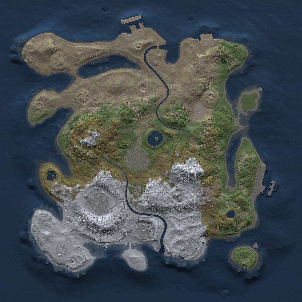 Rust Map: Procedural Map, Size: 3000, Seed: 3998, 9 Monuments